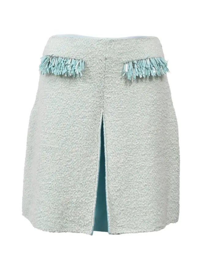 Lanvin Pre-Owned Lanvin Pre-Owned fringed-trim mini skirt - Blueの商品画像