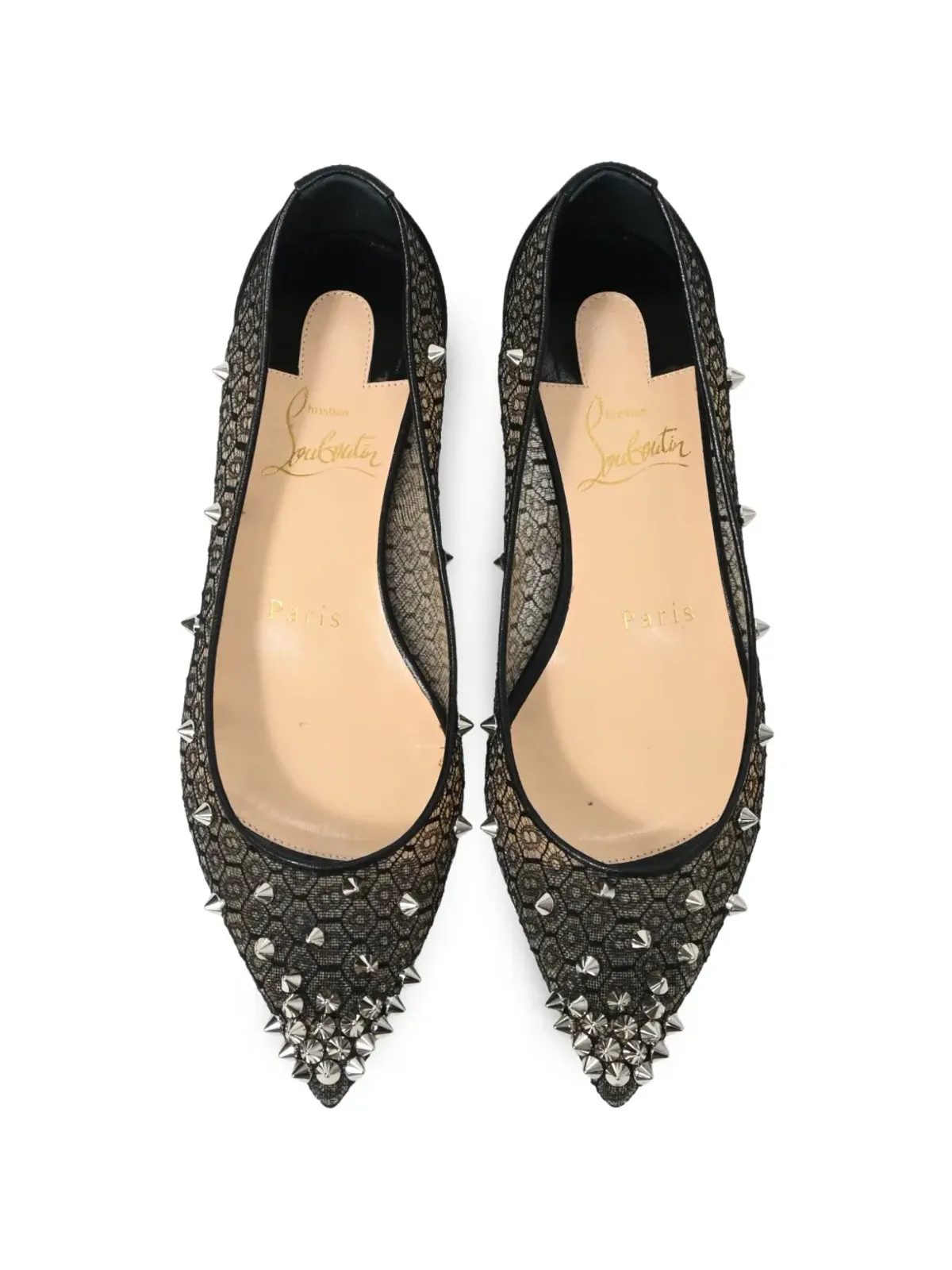 Christian Louboutin Pre-Owned レースとスパイクの装飾が施されたバレエフラット - 画像5