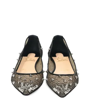 Christian Louboutin Pre-Owned レースとスパイクの装飾が施されたバレエフラット - サムネイル3