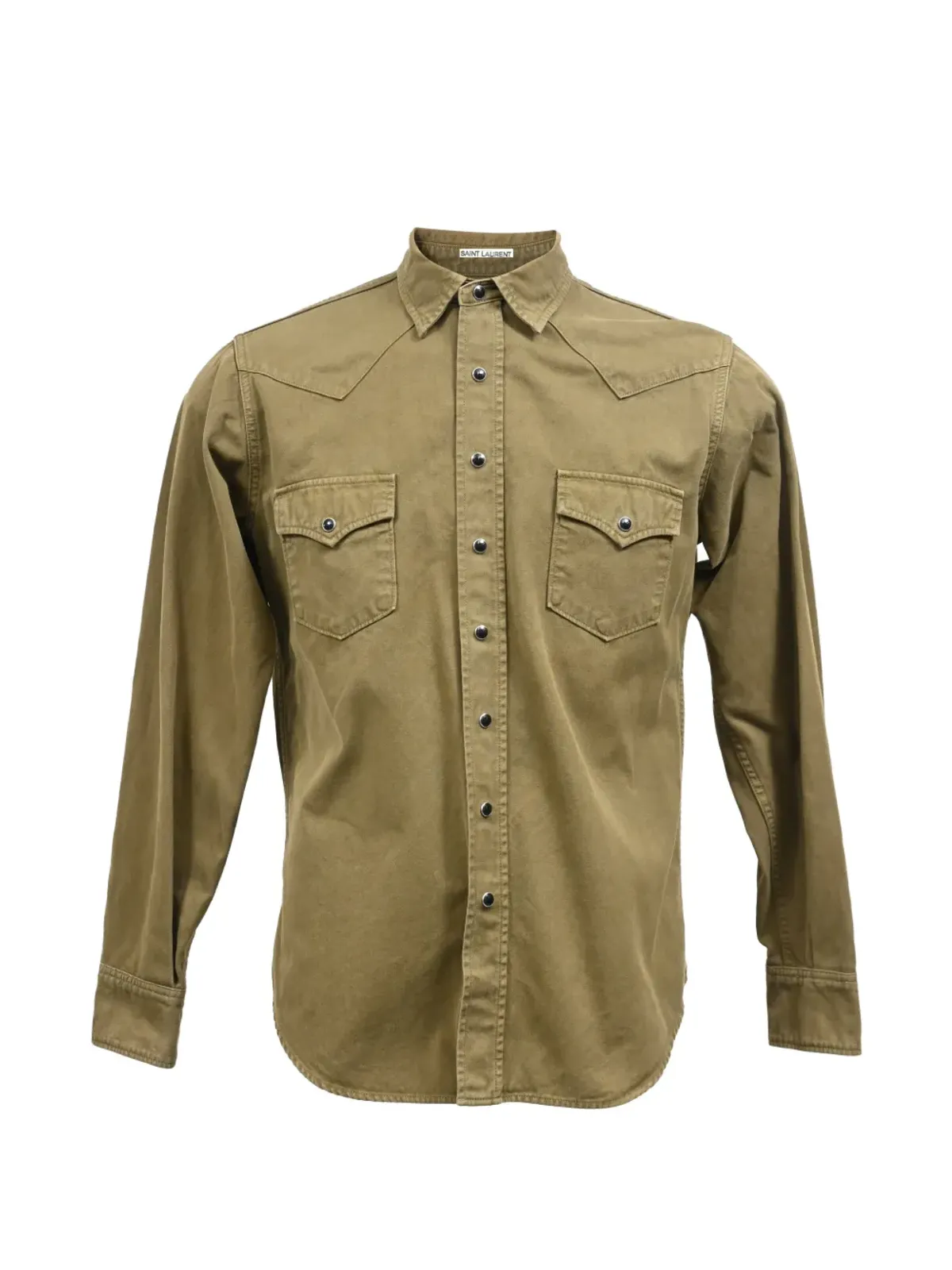 Saint Laurent Pre-Owned button-down long-sleeve shirt - Green - 画像1