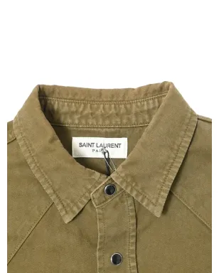 Saint Laurent Pre-Owned button-down long-sleeve shirt - Green - サムネイル4
