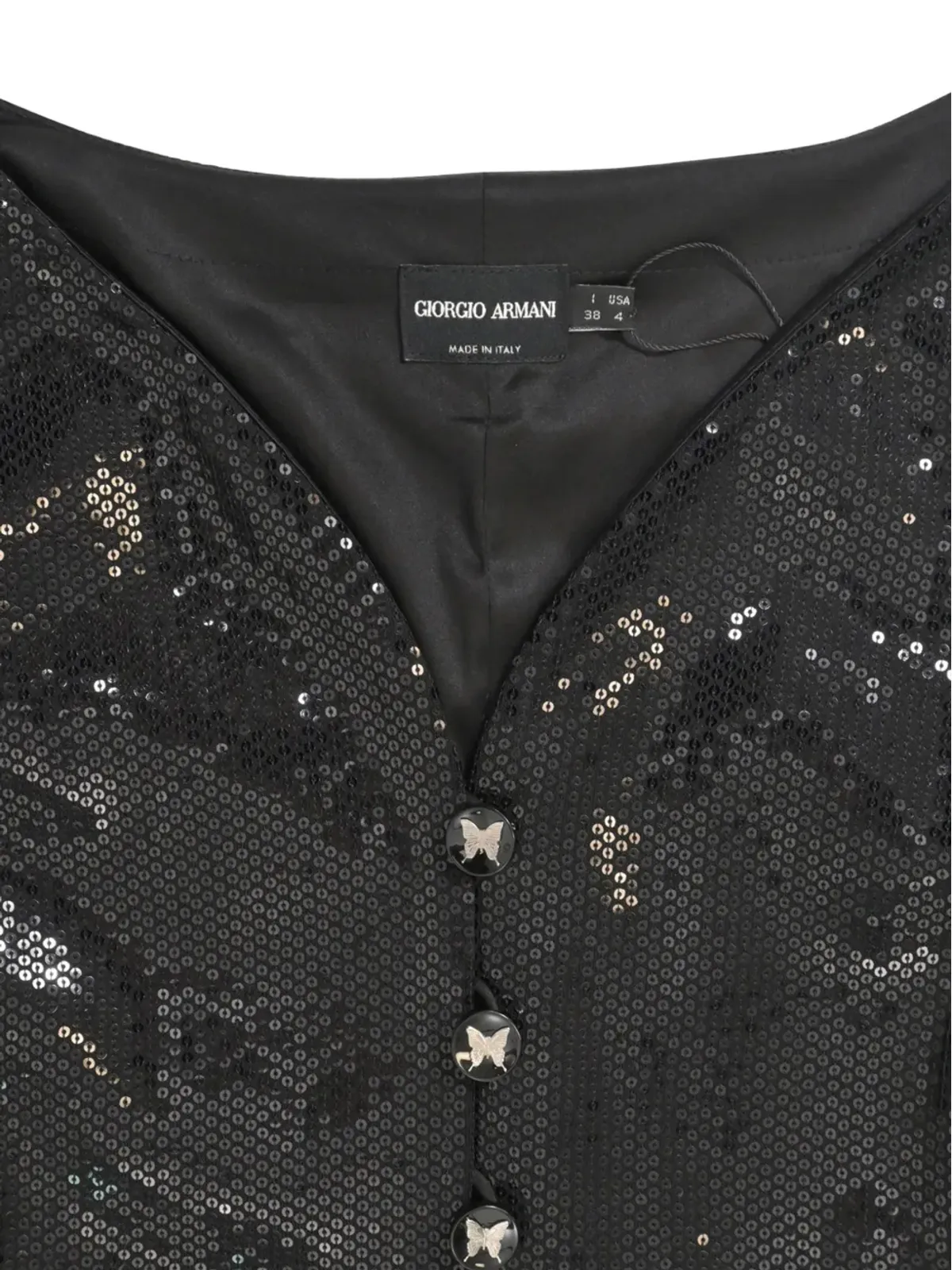 Giorgio Armani Pre-Owned スパンコール付き蝶ボタンジャケット - 画像4