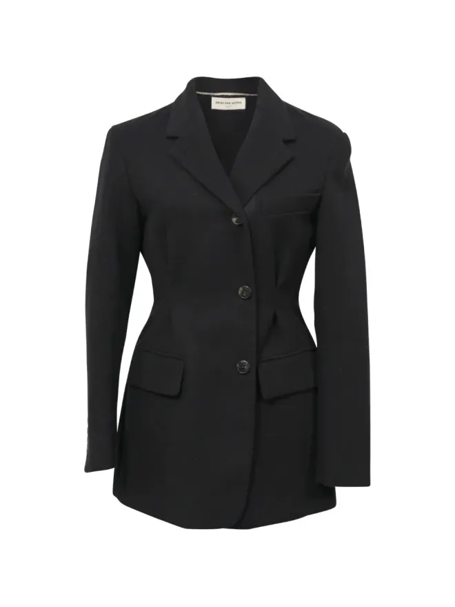 Dries Van Noten Pre-Owned Dries Van Noten ビンテージ ノッチド・ラペル付き シングルブレスト ブレザー（ブラック）の商品画像