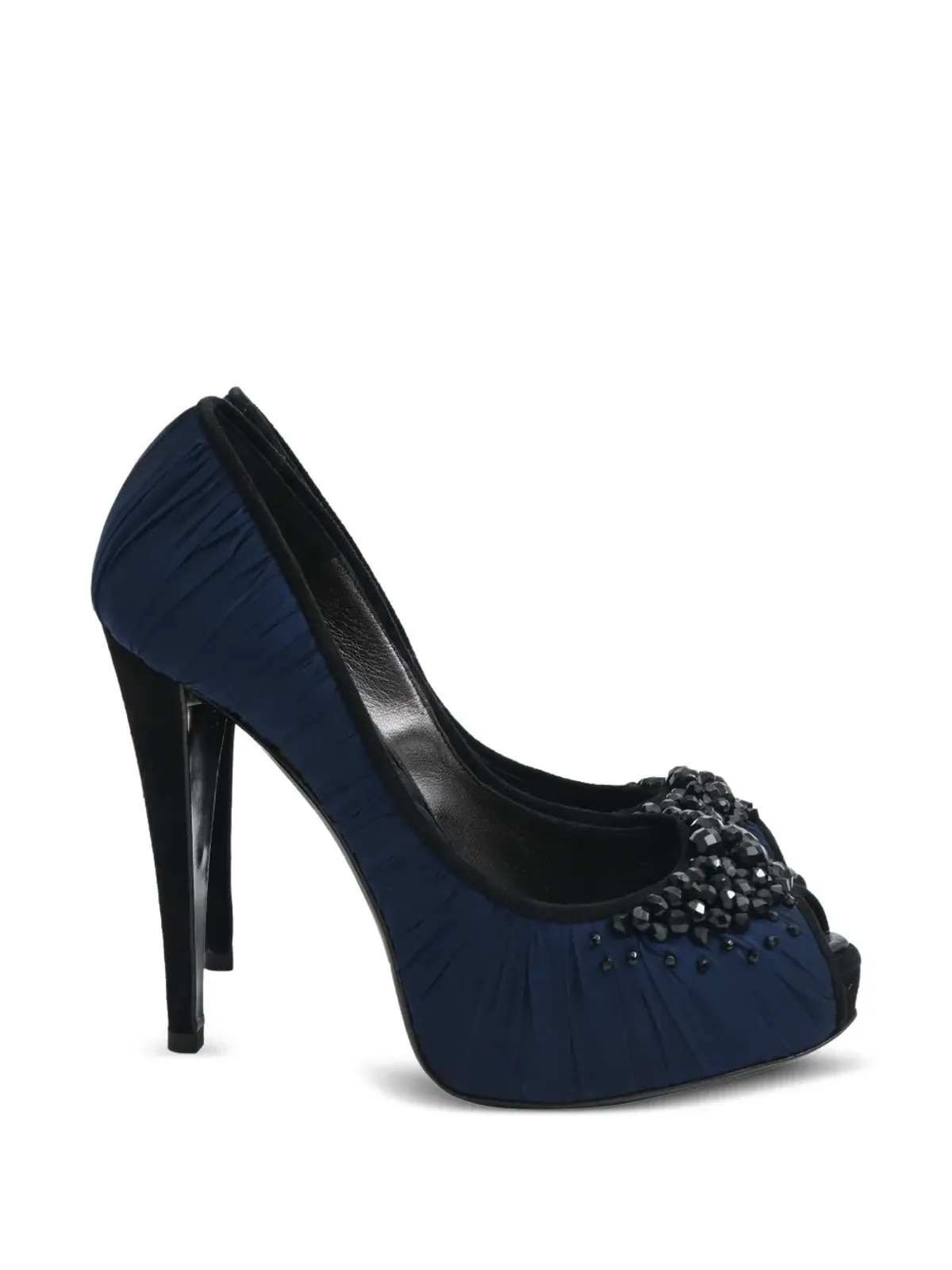 Giorgio Armani Pre-Owned crystal-embellished peep-toe pumps - Blue - 画像1
