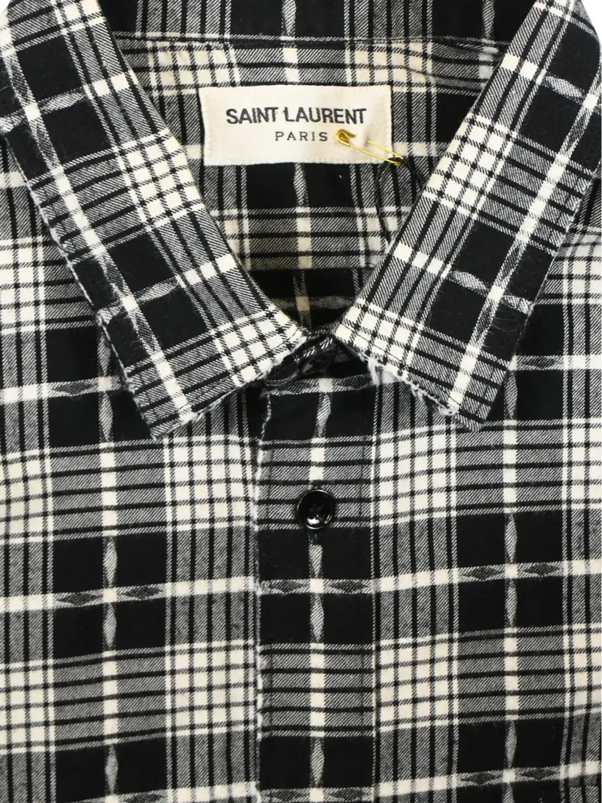Saint Laurent ビンテージ チェック柄 長袖シャツ ブラック - 画像4