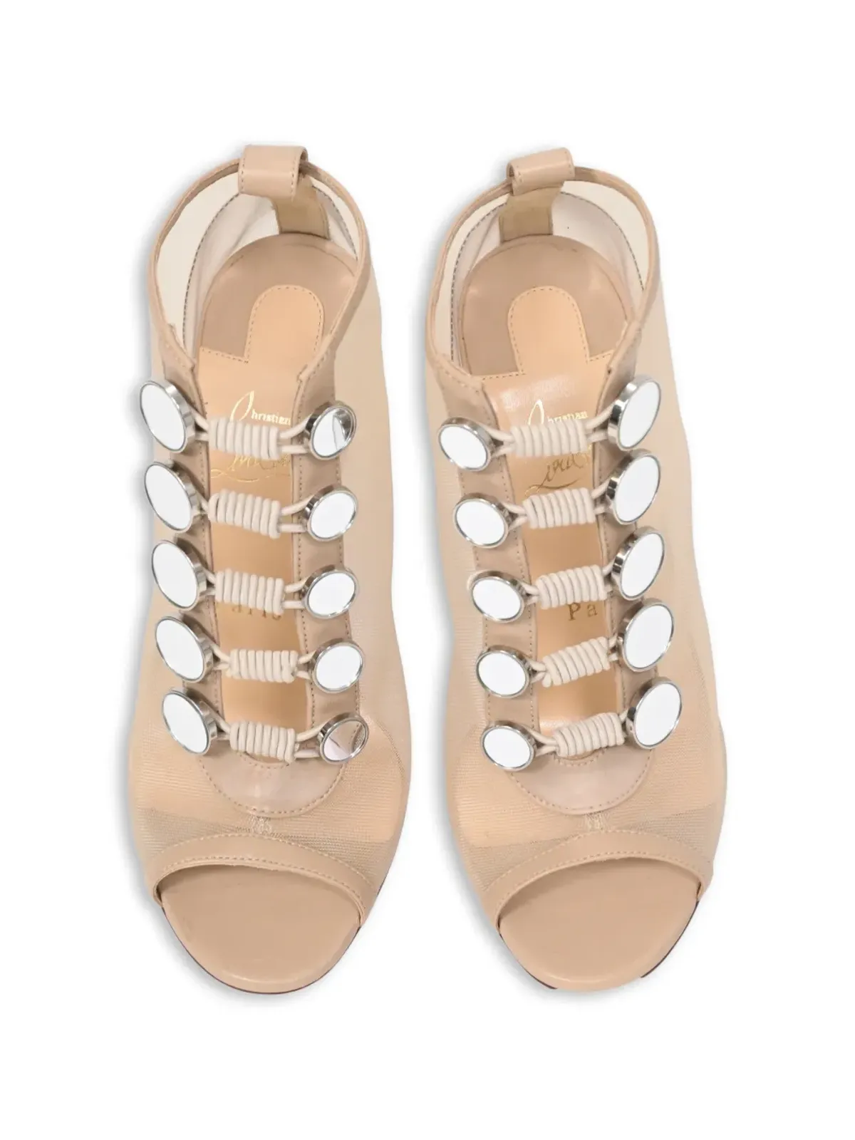 Christian Louboutin Pre-Owned Marika peep-toe mesh boots - White - 画像5