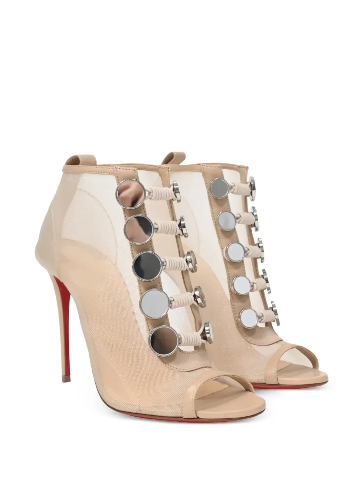 Christian Louboutin Pre-Owned Marika peep-toe mesh boots - White - 画像2