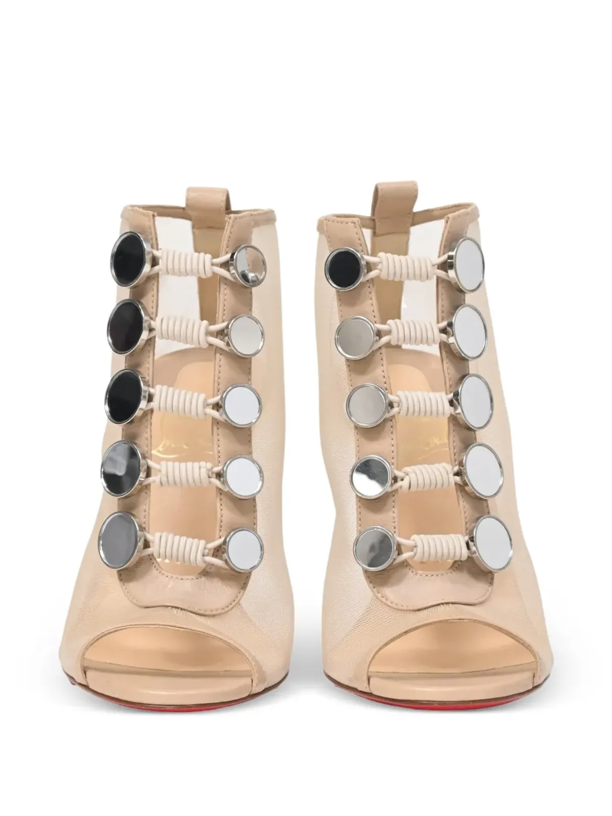 Christian Louboutin Pre-Owned Marika peep-toe mesh boots - White - 画像3