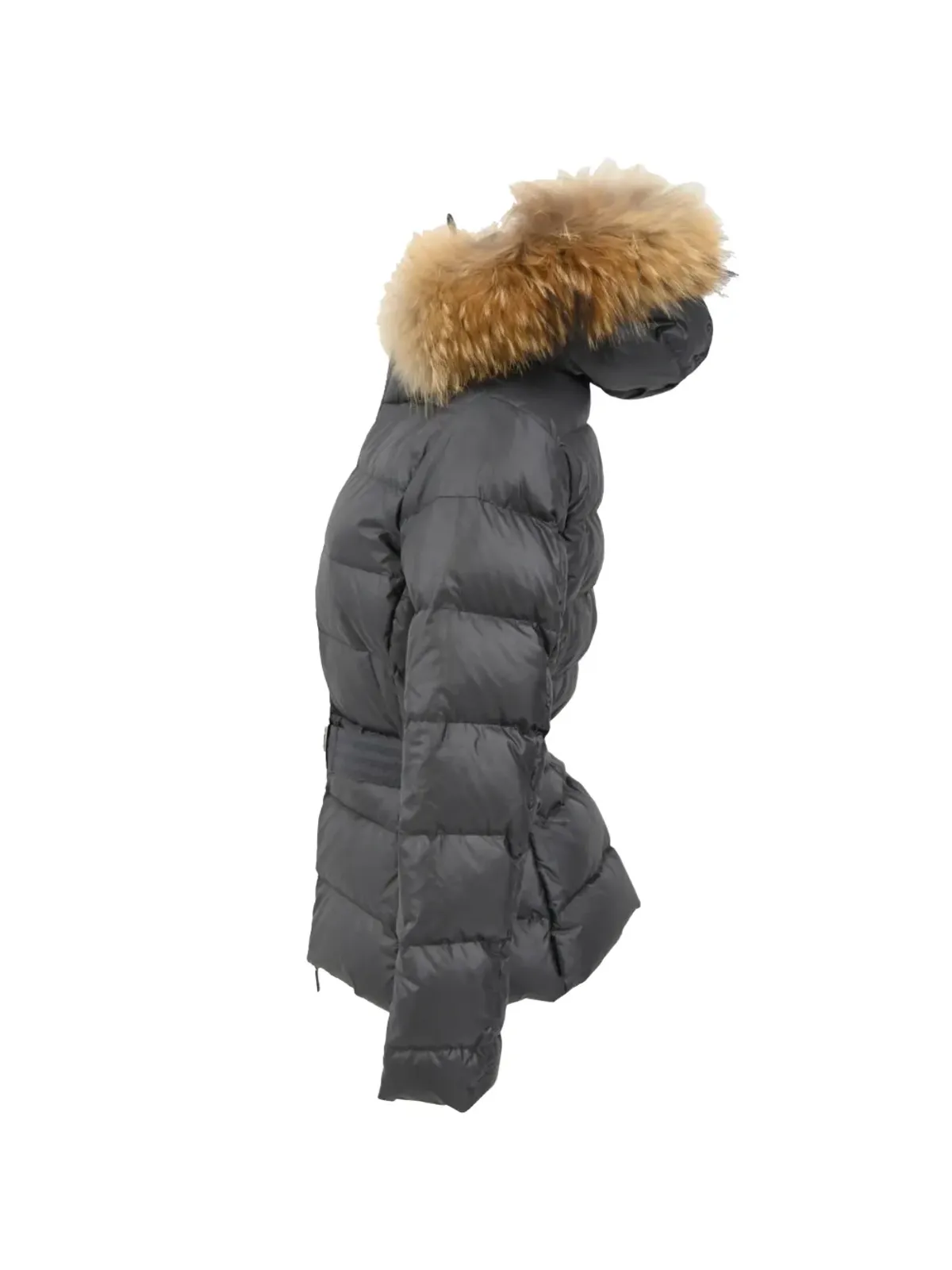 Moncler Vintage ファー付きグレーダウンジャケット - 画像3