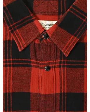 Saint Laurent Pre-Owned チェック柄シャツ - レッド - サムネイル4