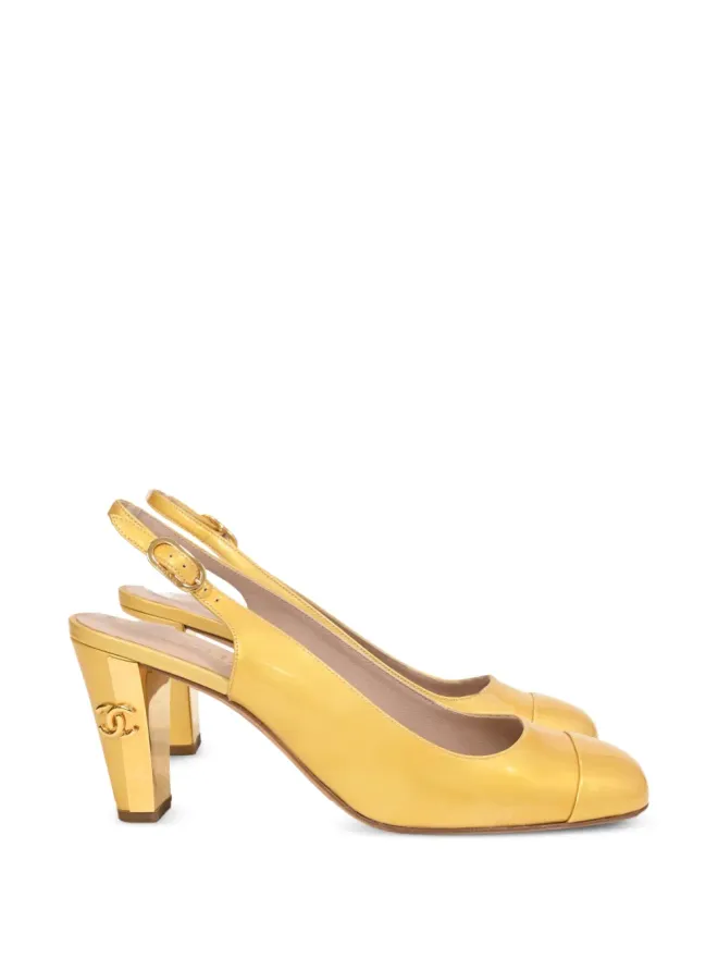 CHANEL Pre-Owned CHANEL Pre-Owned CC slingback pumps - Yellowの商品画像