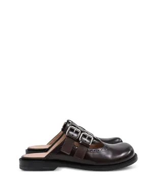 Loewe Campo バックル付き レザー ミュール ブラウン - サムネイル1