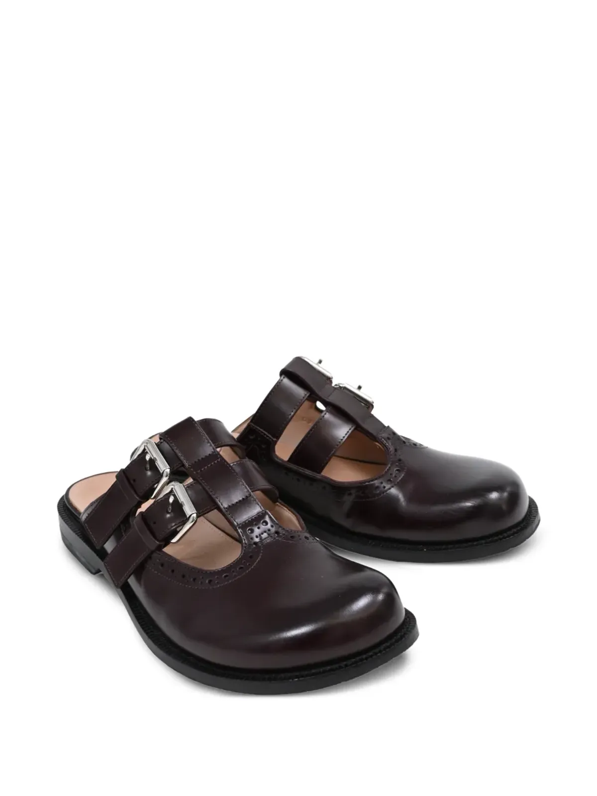 Loewe Campo バックル付き レザー ミュール ブラウン - 画像2