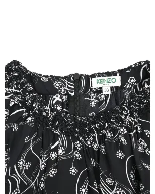 Kenzo Pre-Owned gathered printed midi dress - Black - サムネイル4
