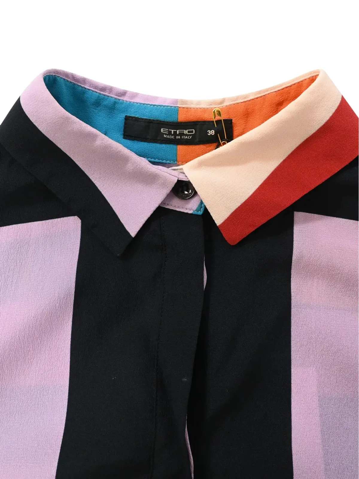 Etro Vintage 長袖カラー・ブロックシャツ - ブラック - 画像3