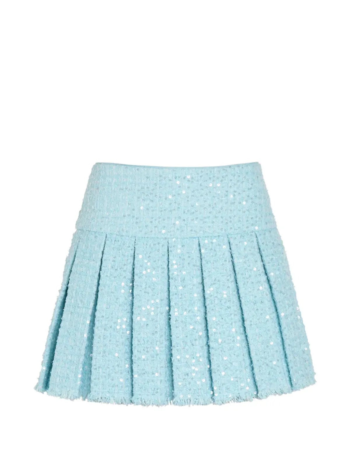 alice + olivia スパンコール装飾プリーツミニスカート ブルー - 画像1