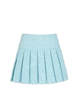 alice + olivia スパンコール装飾プリーツミニスカート ブルー - サムネイル1
