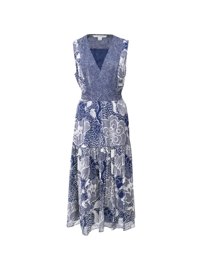 DVF Diane von Furstenberg DVF Diane von Furstenberg Vanya フローラルプリント シルクドレス ブルーの商品画像