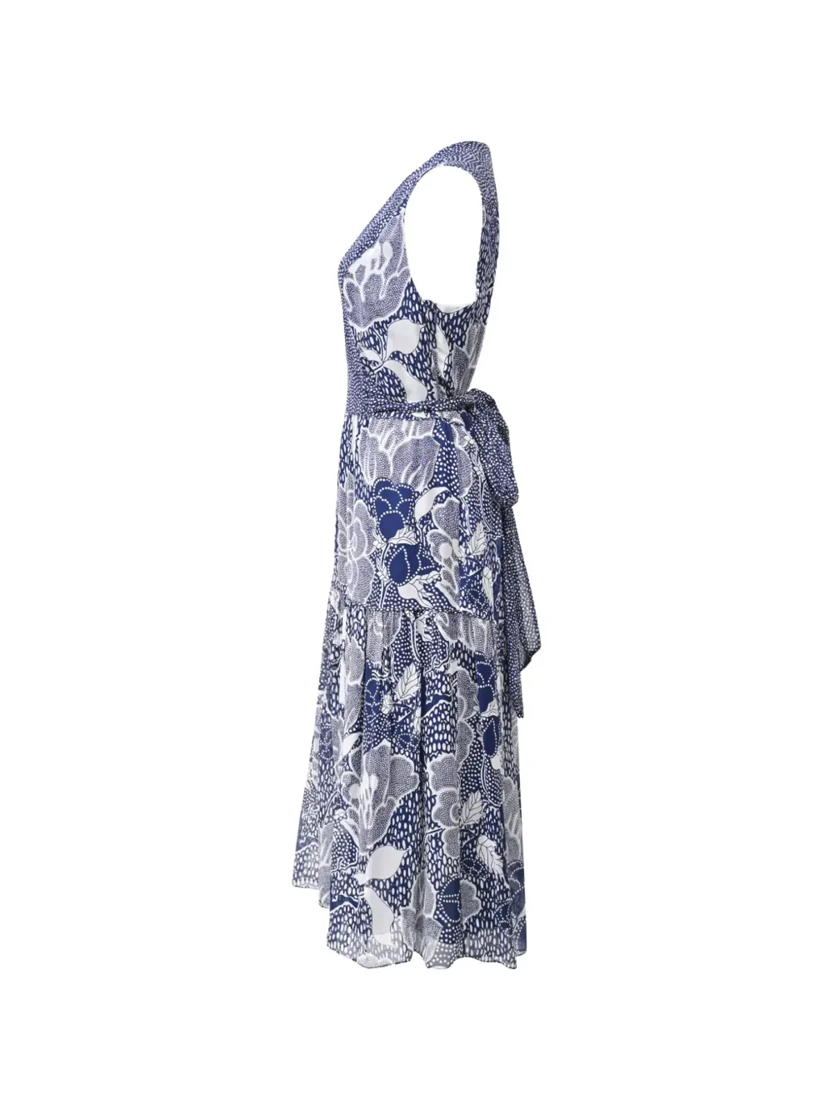 DVF Diane von Furstenberg Vanya フローラルプリント シルクドレス ブルー - 画像3