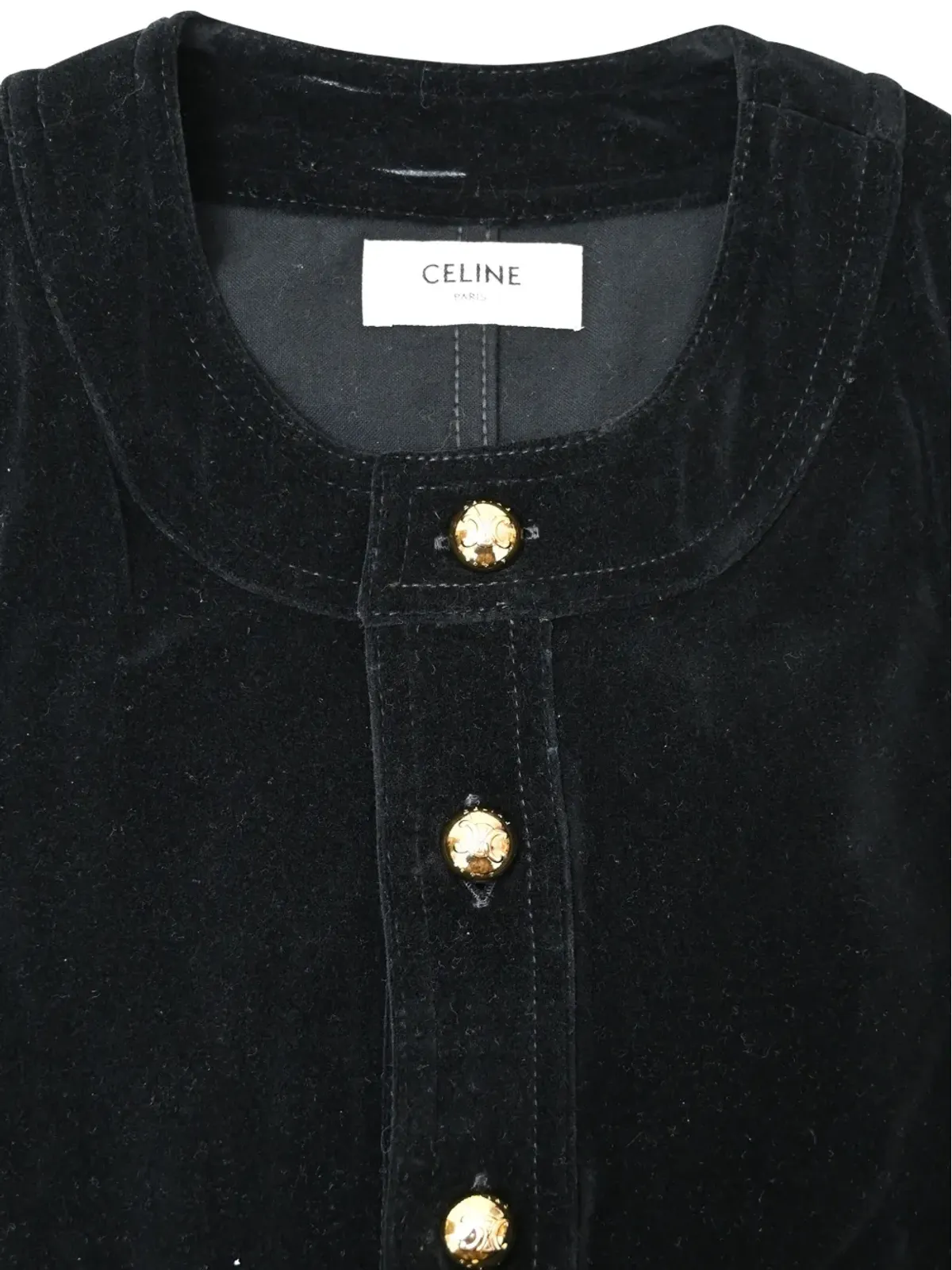 Celine Pre-Owned 2024 ボタン留めベルベットミニドレス - 画像4