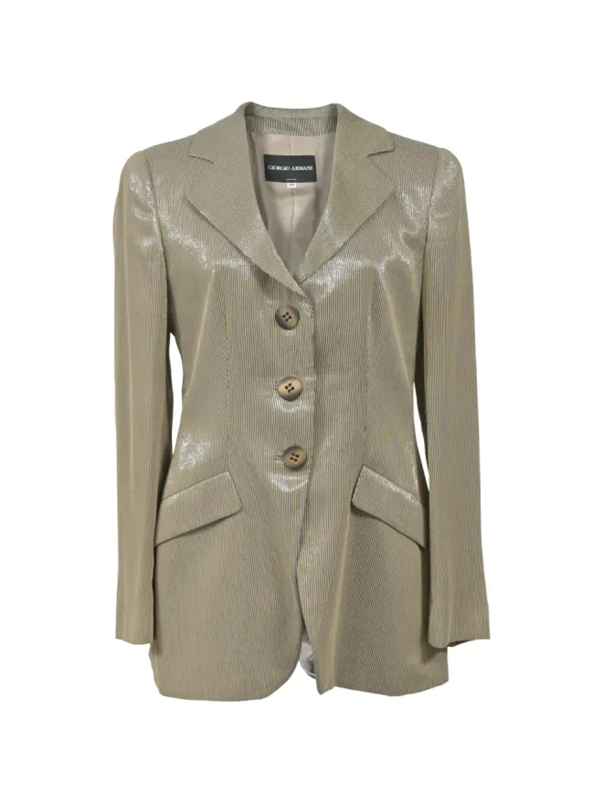 Giorgio Armani Pre-Owned Giorgio Armani ビンテージ シアードストライプ シングルブレスト ブレザー - ベージュの商品画像