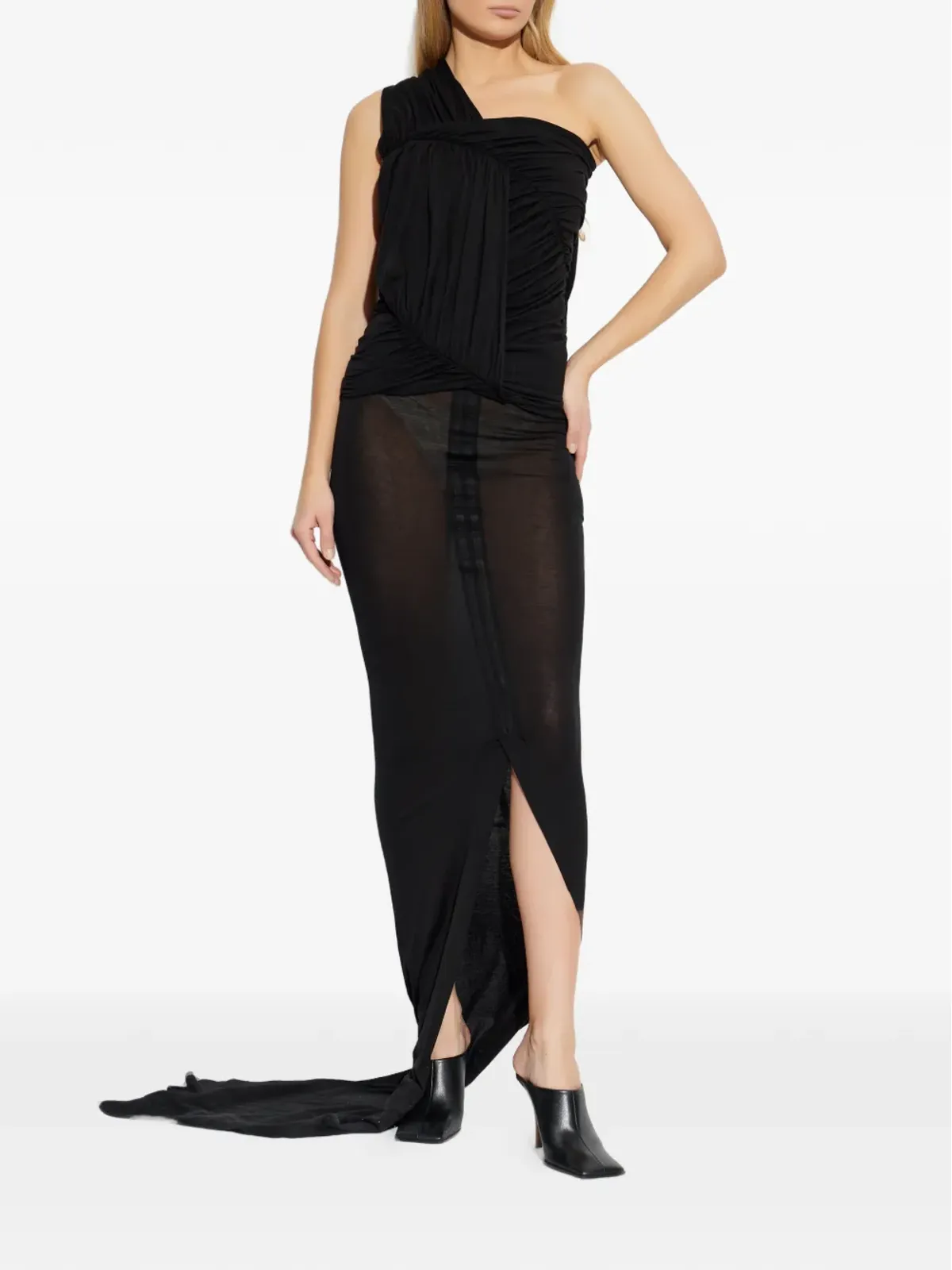 Rick Owens DRKSHDW ドレープのワンショルダートップ - 画像2