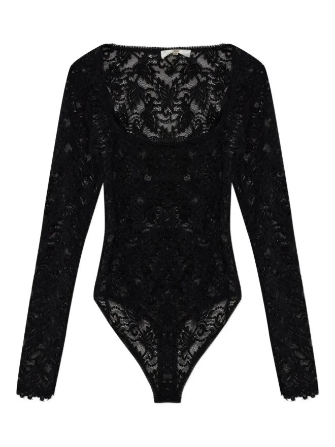 LoveShackFancy LoveShackFancy Jannie レース長袖ボディスーツ - ブラックの商品画像