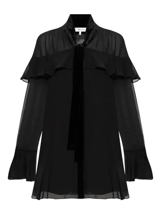 FRAME FRAME フリルディテールのタイネックドレス - ブラックの商品画像