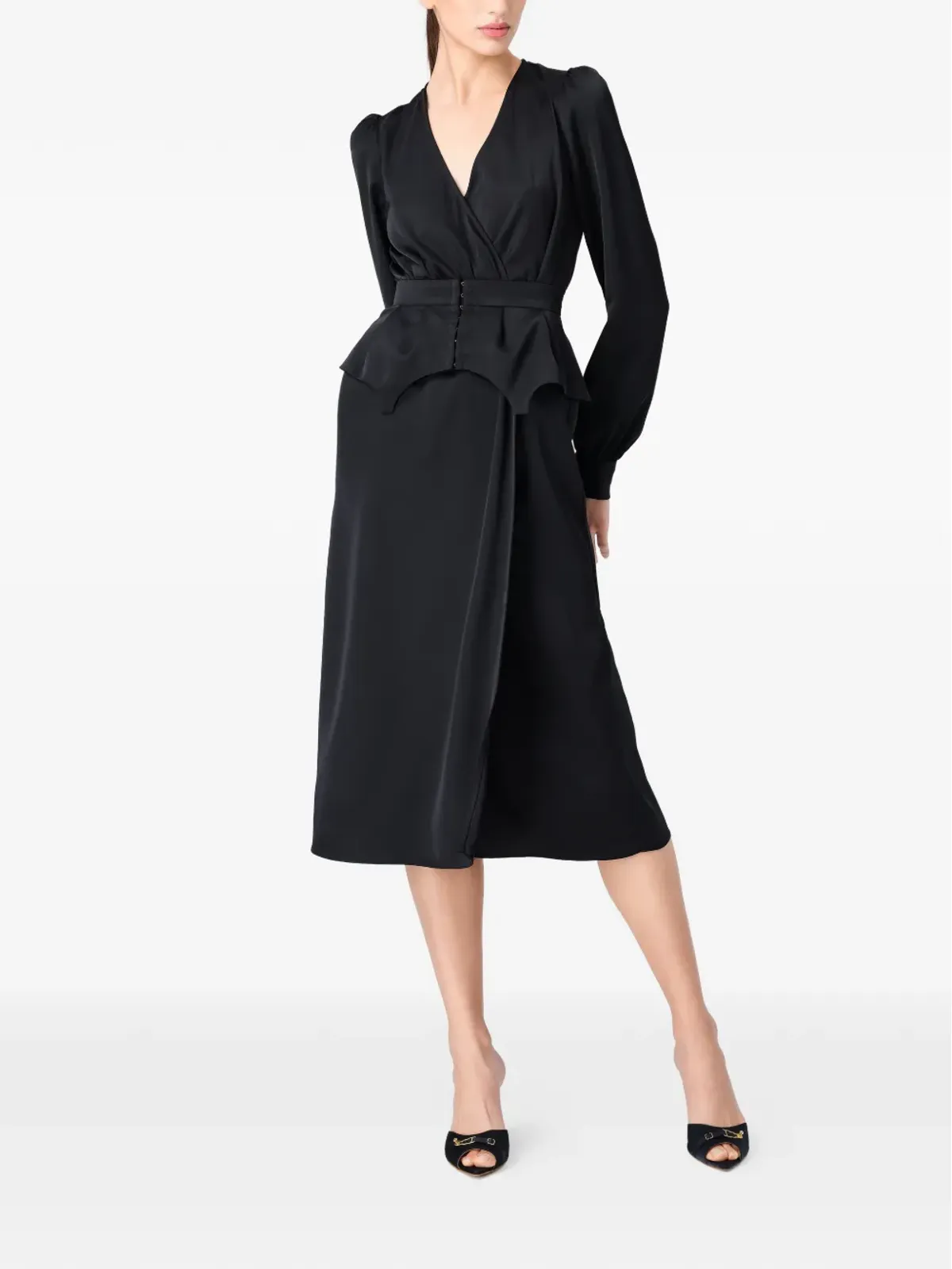 Murmur Fold midi dress - Black - 画像2