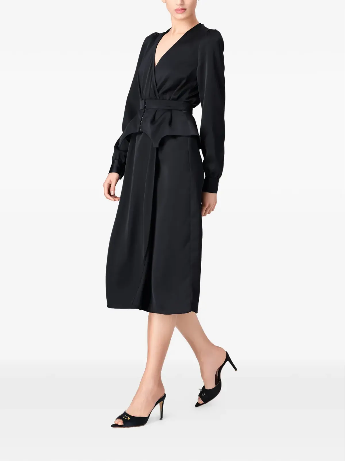 Murmur Fold midi dress - Black - 画像3