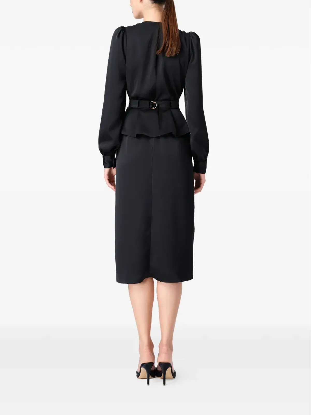 Murmur Fold midi dress - Black - 画像4