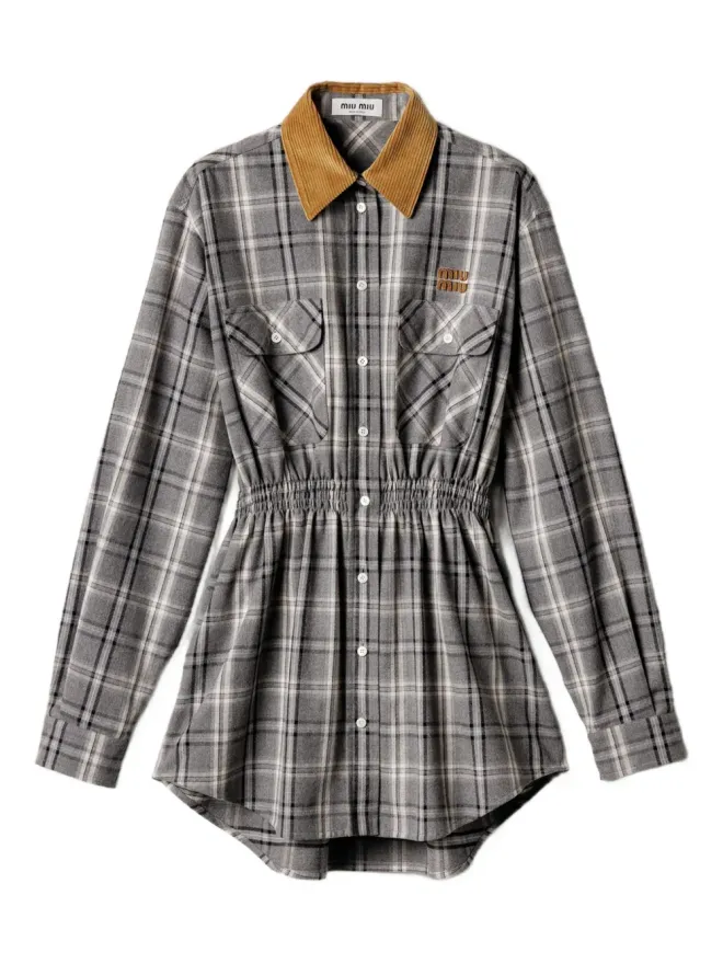 Miu Miu Miu Miu ボタン付き チェック柄 ミニドレスの商品画像