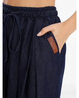 Amapô ドローストリング コットン スカート ブルー - サムネイル5