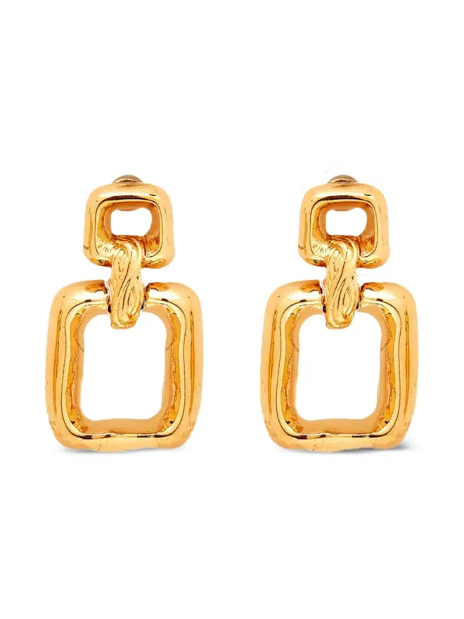 Nina Ricci Pre-Owned Nina Ricci Pre-Owned 1980s スクエア ドアノッカー イヤリング（ゴールド）の商品画像