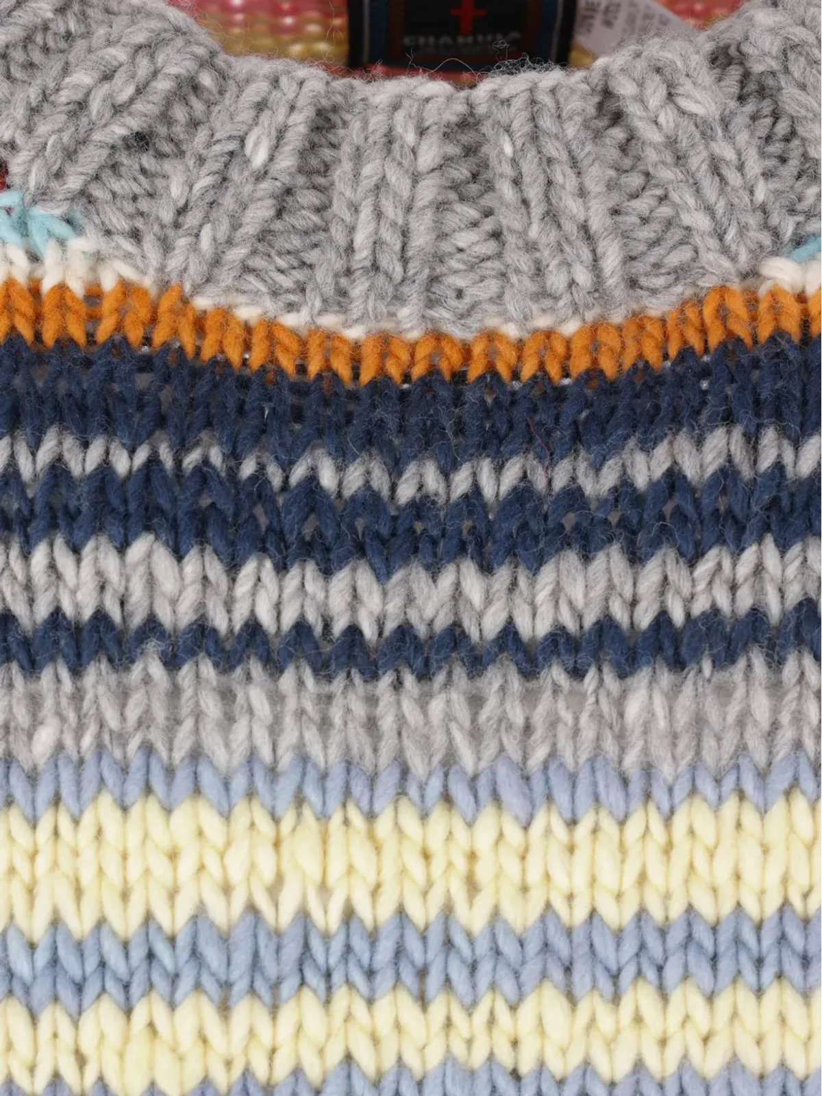 Chamula striped crew-neck sweater - Grey - 画像3