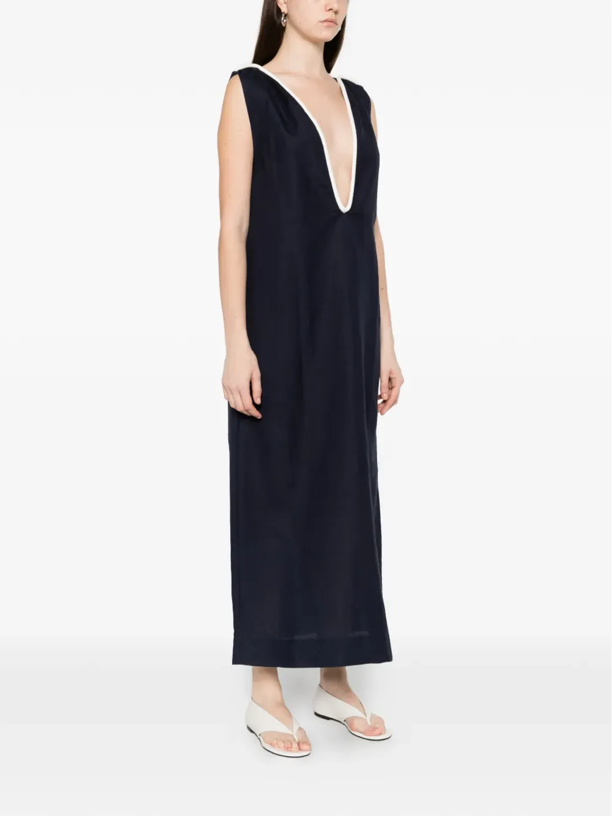 Adriana Degreas V-neck maxi dress ブルー - 画像3