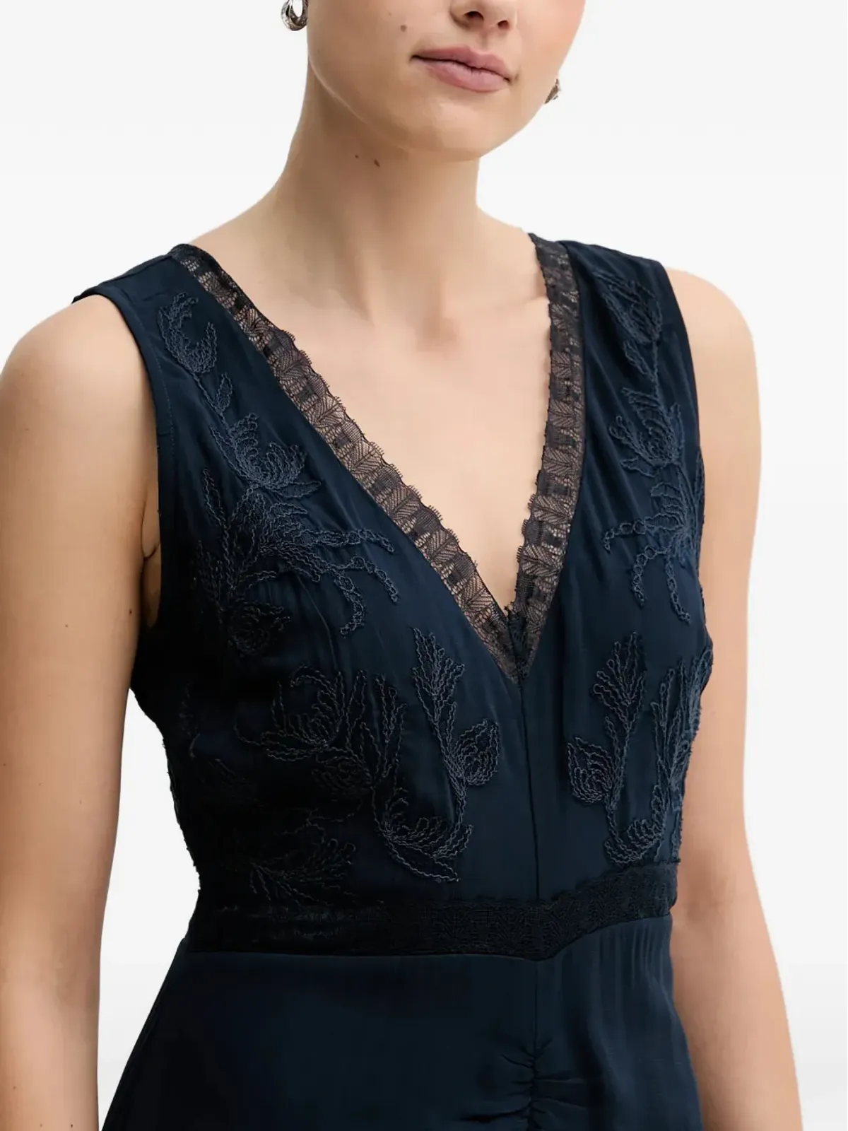 Pedro Del Hierro レースギャザー入りマキシドレス - 画像4