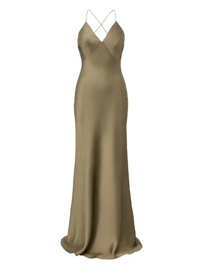 IL VOLO IL VOLO Muse V-neck cross-strap dress - Neutralsの商品画像