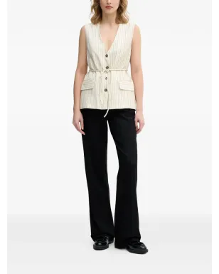 Sisley ストライプ柄 ノースリーブ ジレ ボタン留め - サムネイル2