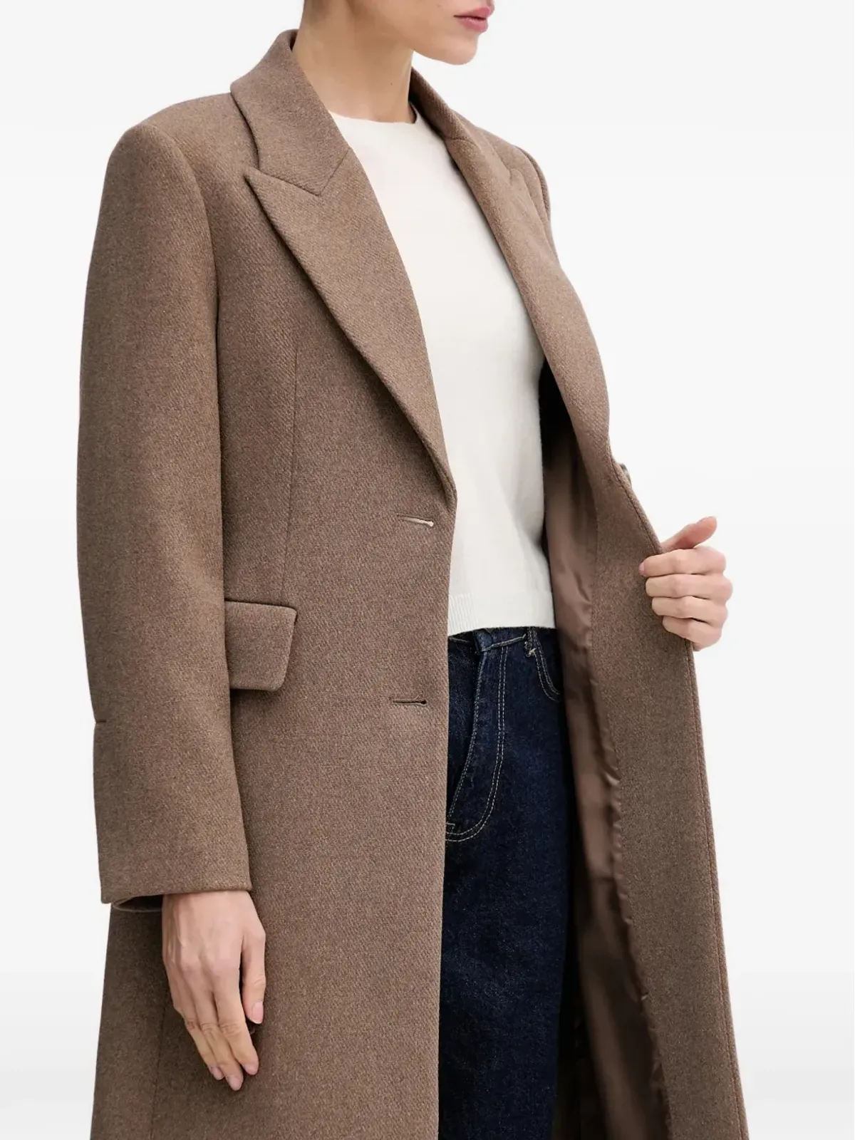 Sisley ボタン付きフラップポケット シングルブレストコート - 画像4