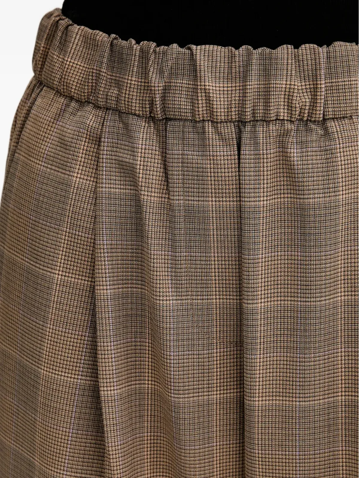 Sisley エラスティック付き チェック柄クロップドパンツ（ブラウン） - 画像4