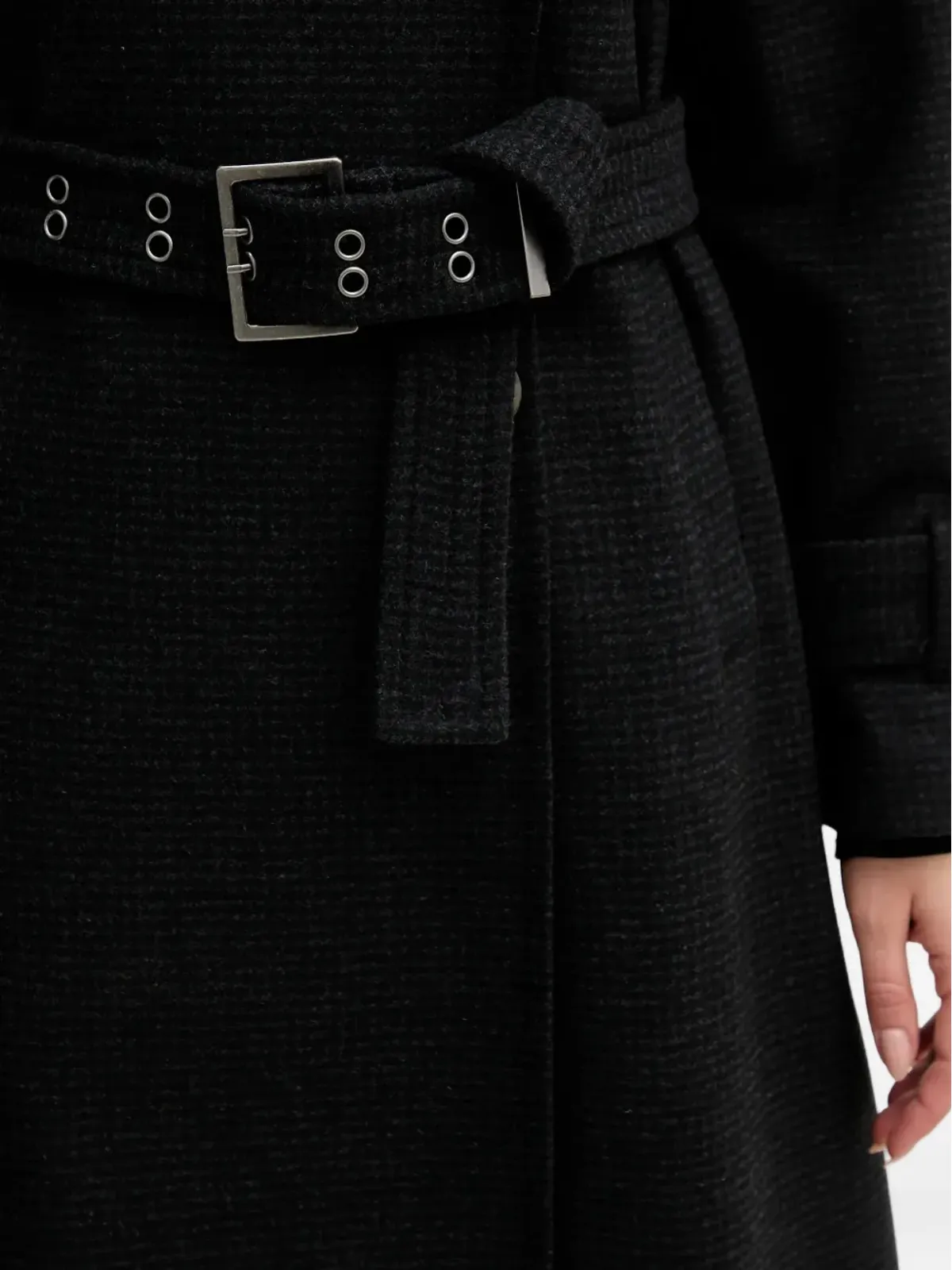 Sisley ベルト付きロングスリーブVネックコート - 画像5