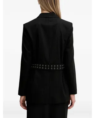 Sisley ピンストライプ柄ベルト付きVネックジャケット - サムネイル3