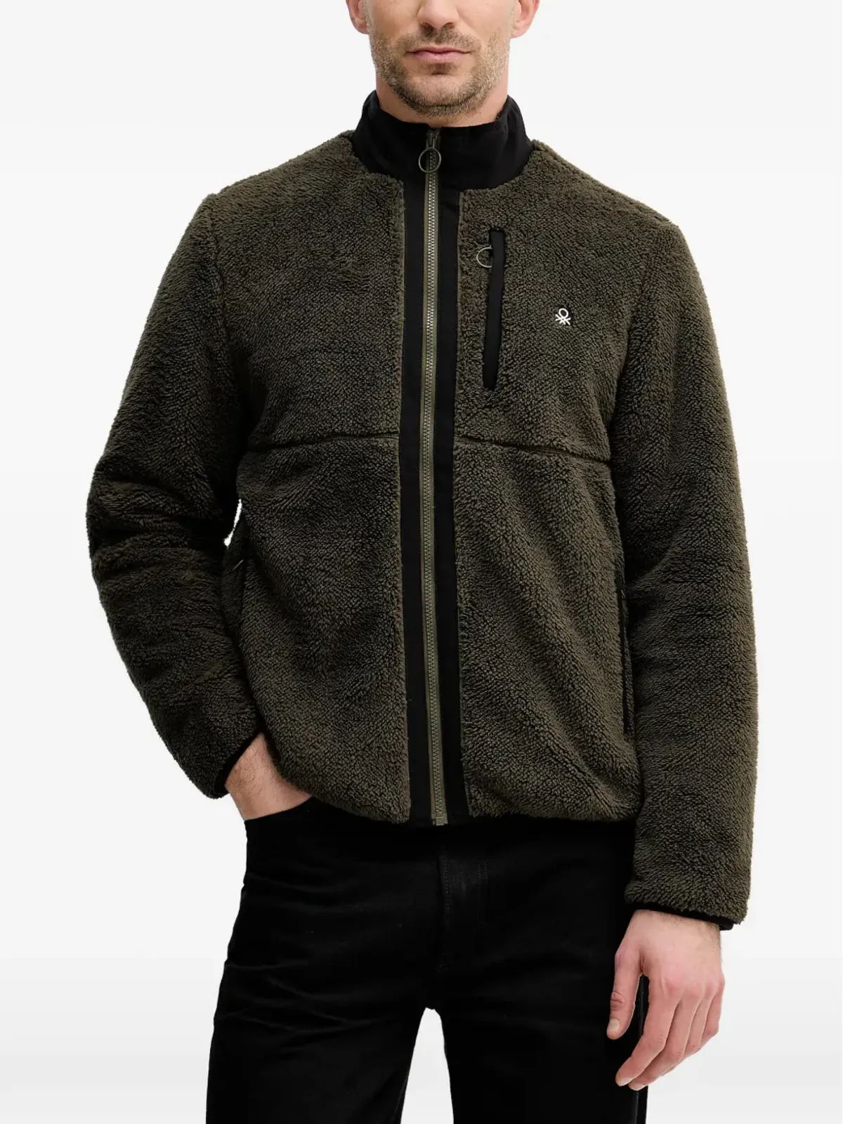 Benetton ジップファスナー付きジャケット グリーン - 画像1