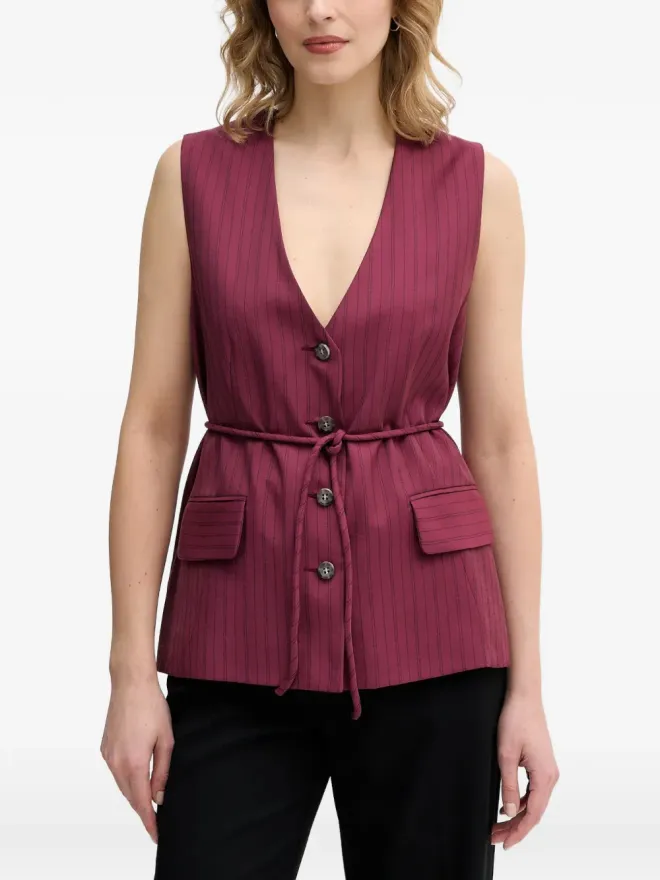 Sisley Sisley ピンストライプ柄 ボタン付き Vネック ジレ - レッドの商品画像