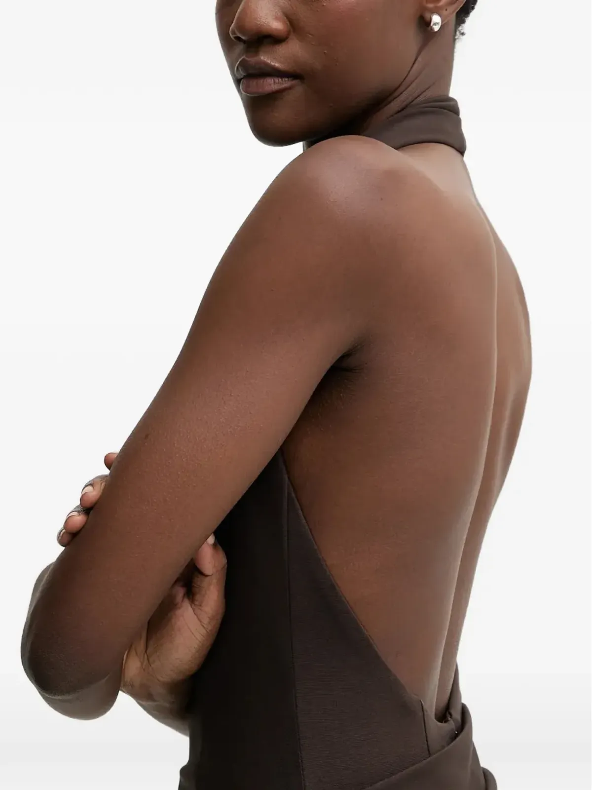 La Mania Blanca halterneck draped dress - 画像5
