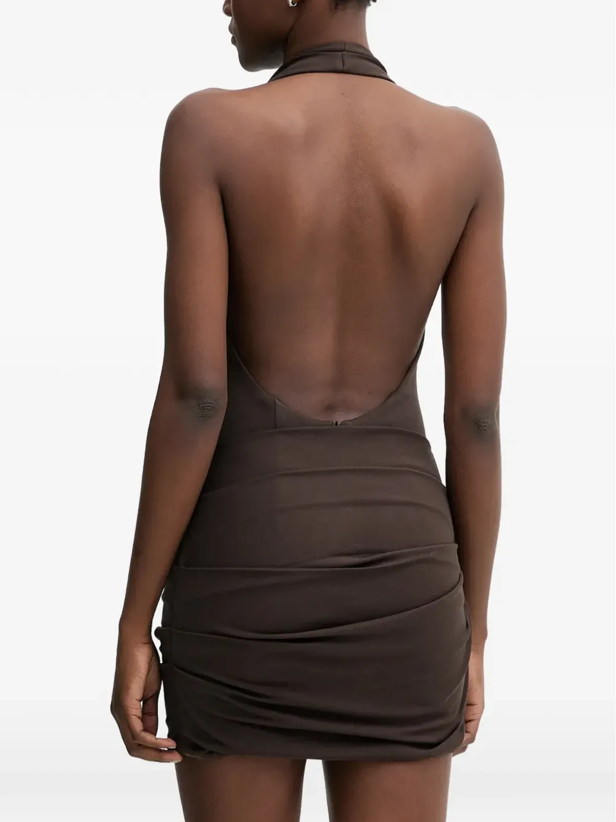 La Mania Blanca halterneck draped dress - 画像4
