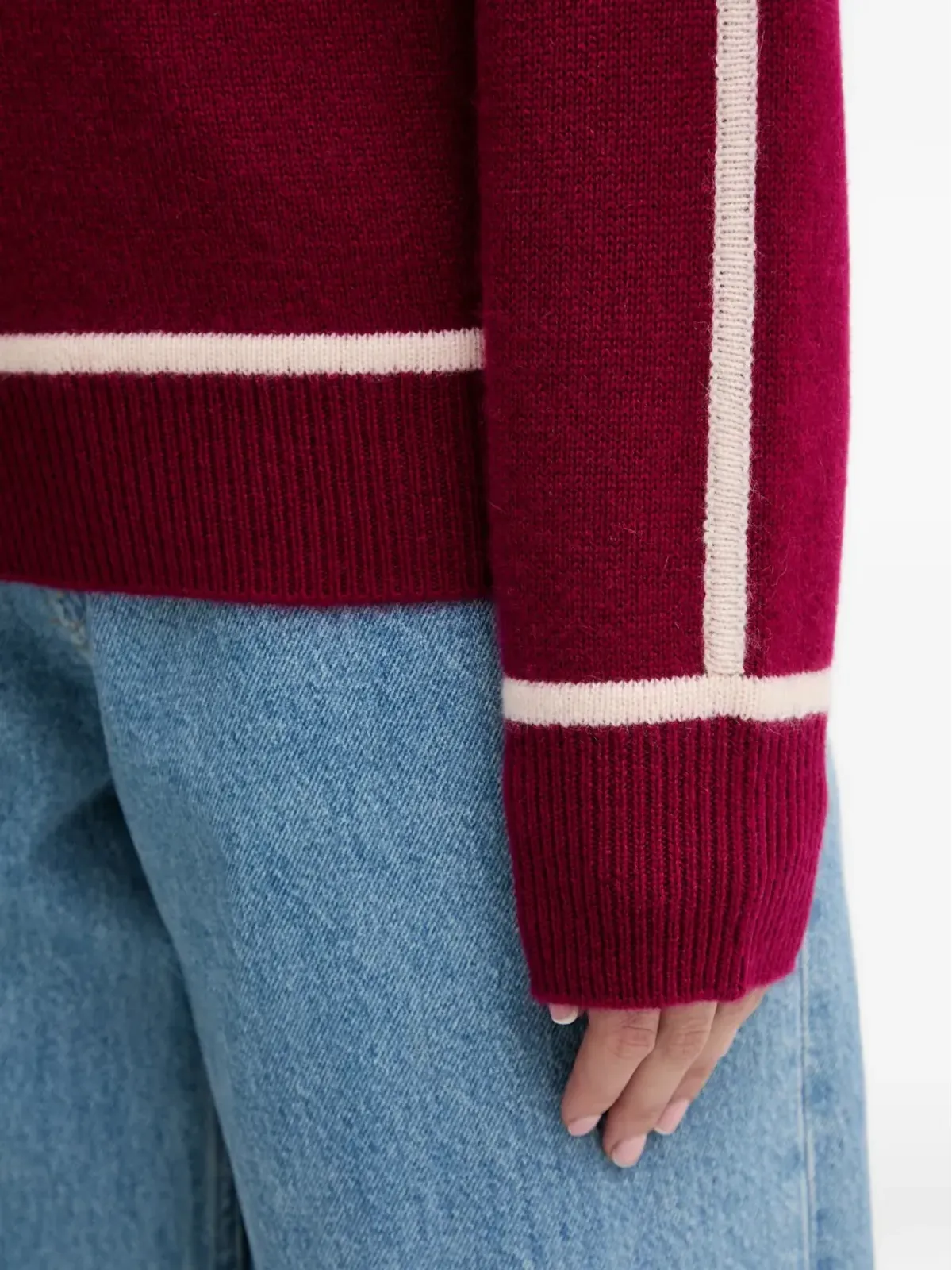 FROM FUTURE contrast-trim roll-neck sweater - Red - 画像5