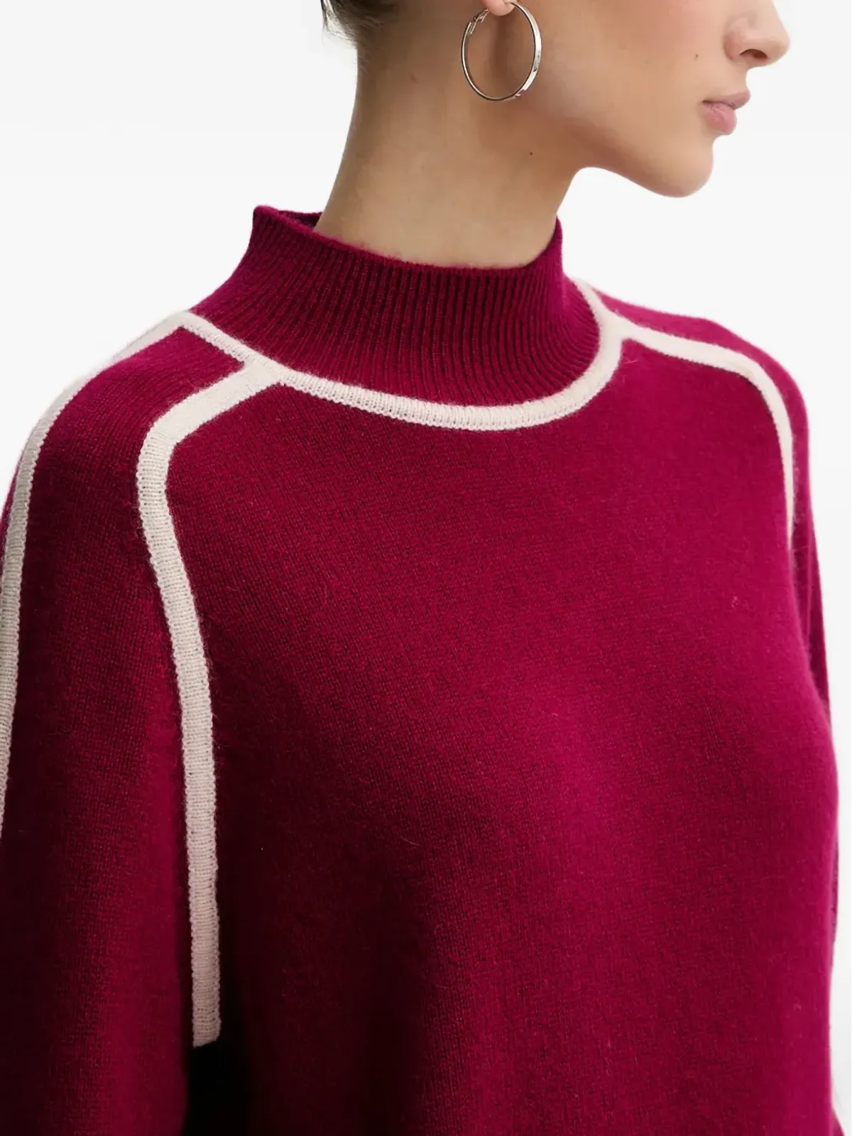FROM FUTURE contrast-trim roll-neck sweater - Red - 画像4