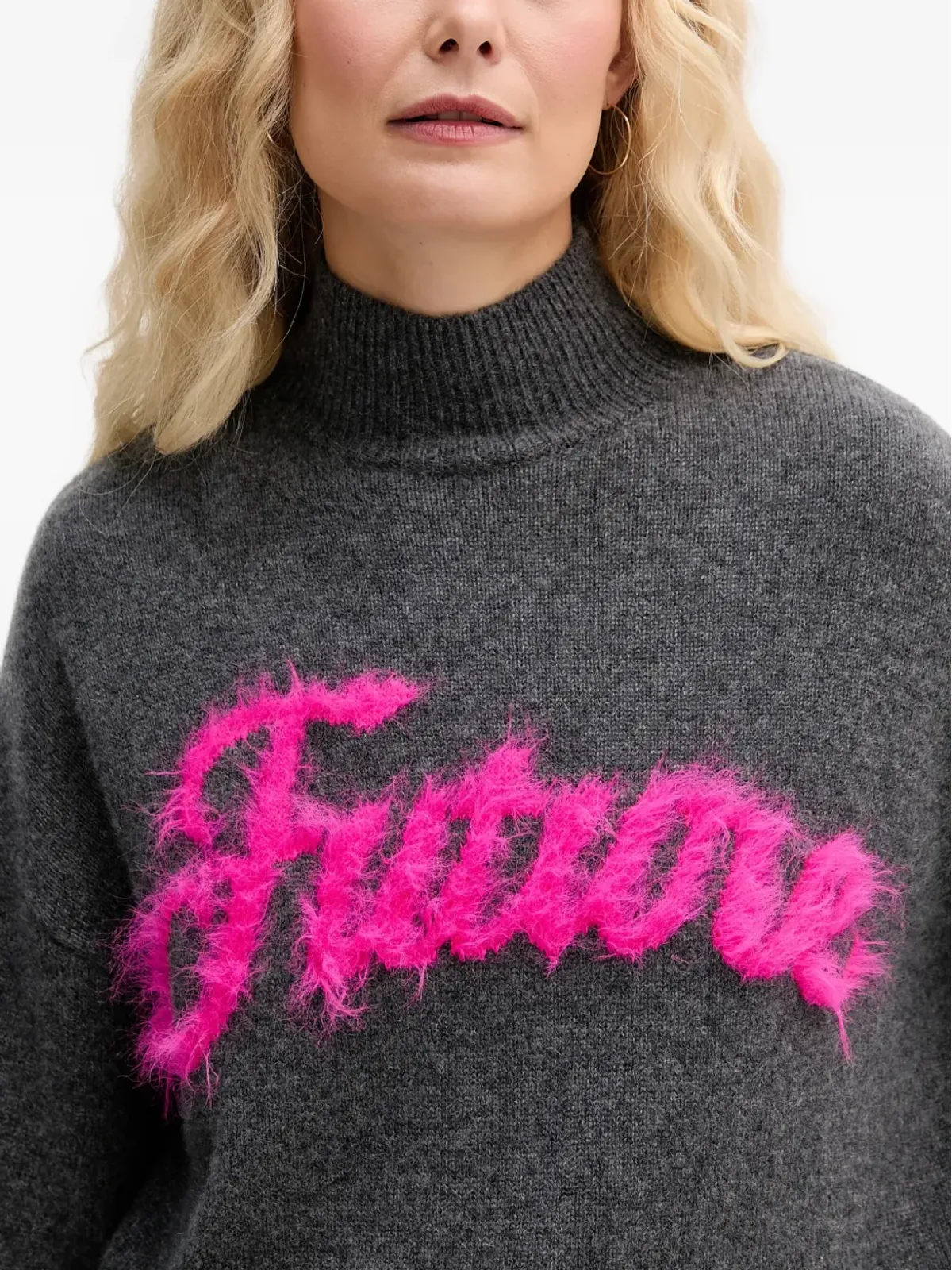 FROM FUTURE モックネック テキストセーター - グレー - 画像4